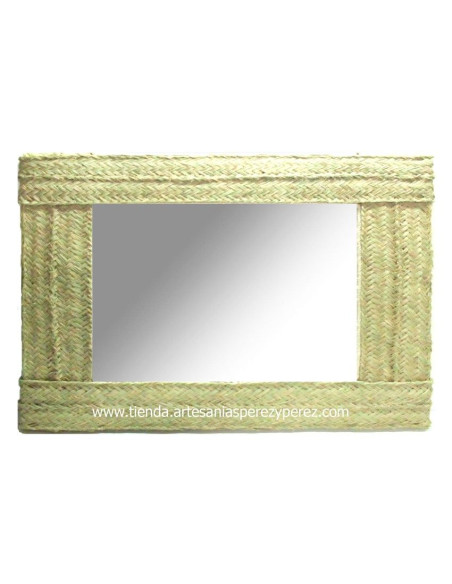 Espejo de esparto rectangular doble pleita Horizontal