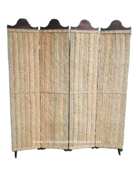 Biombo de esparto y madera