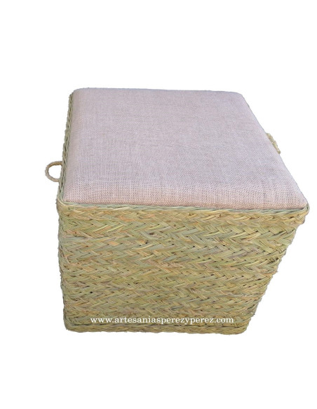 Taburete / puff cuadrado asiento de yute