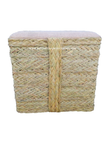 Taburete / puff cuadrado asiento de yute