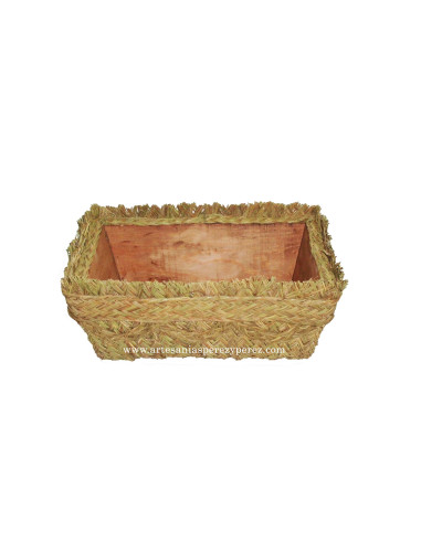Natural esparto planter with wooden frame 2