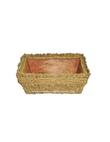 Macetero rectangular de esparto