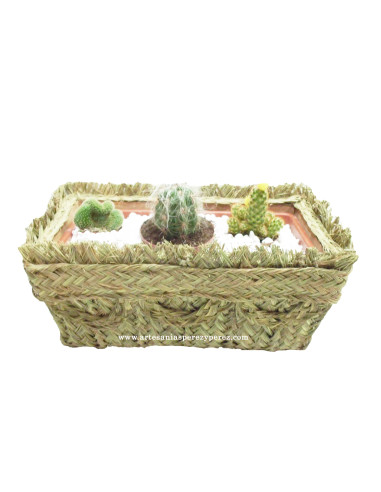 Macetero rectangular de esparto