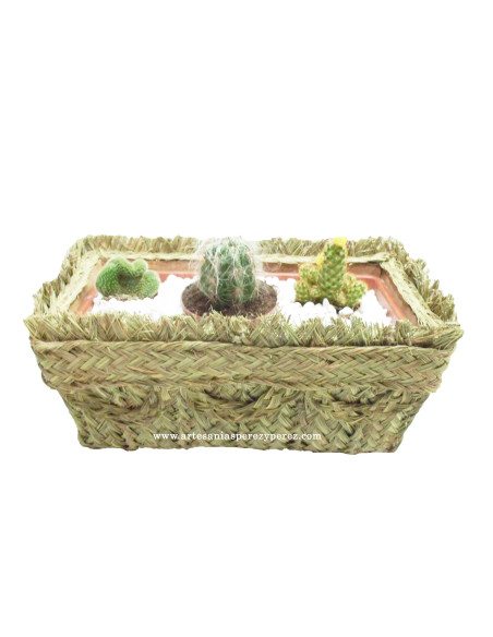 Macetero rectangular de esparto