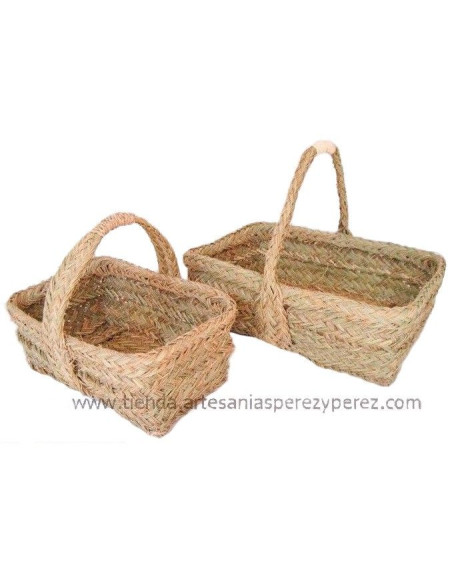 Cesta baja rectangular de esparto natural