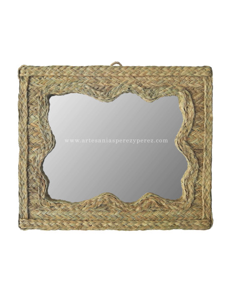 Miroir ondulé horizontal en sparte naturel