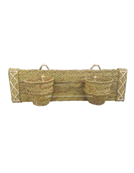 Macetero de pared horizontal para 2 macetas de esparto natural