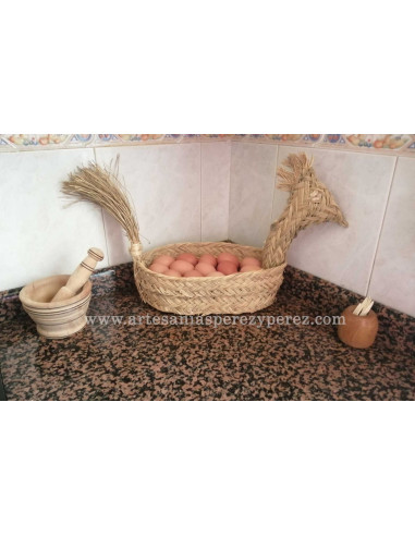 Cesta gallina de esparto natural