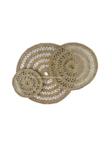 Tapis artisanal complet ajouré en sparte naturel