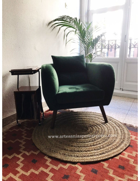Tapis ronds en sparte naturel, idéaux pour le sol ou la décoration.