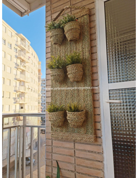 Cache-pot à paroi en sparte vertical quatre pots
