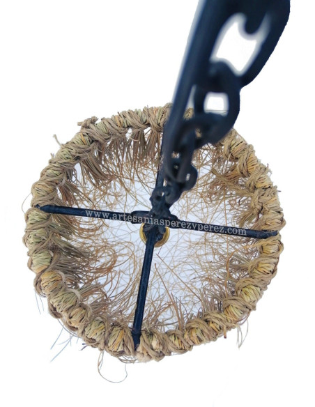 Round lamp in natural esparto design openwork with fringes