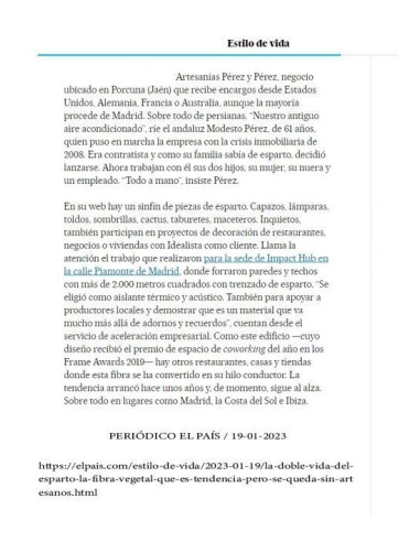 Entrevista realizada en "EL PAÍS" y publicado el 19-03-2023