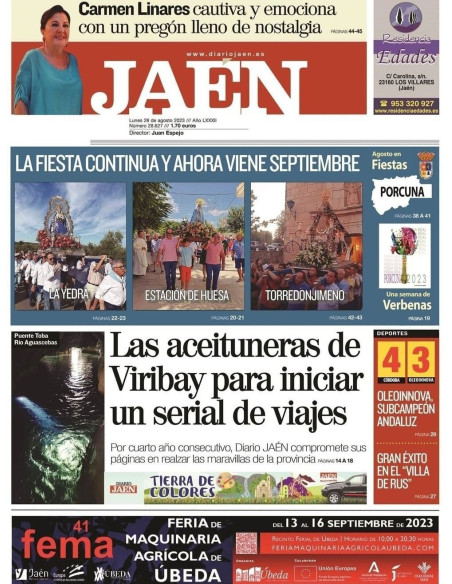 DIARIO JAÉN 28-08-2023 (PORCUNA EM FESTA)