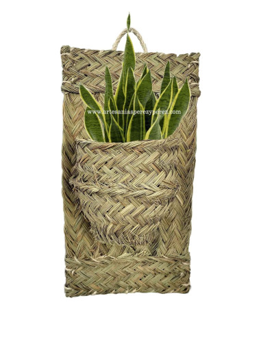 Vaso para 1 vaso em tapete de esparto natural com alça