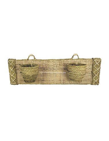 Pot de fleurs horizontale pour 2 pots en sparte et raphia naturel