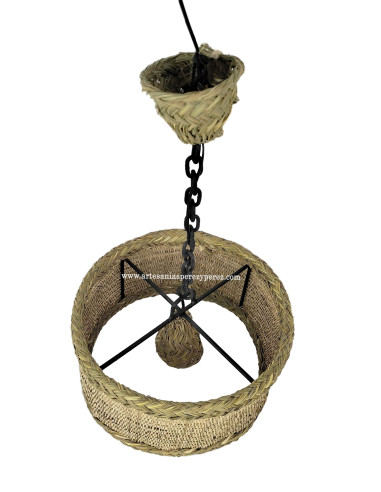 Lampe ronde en sparte et raphia naturel