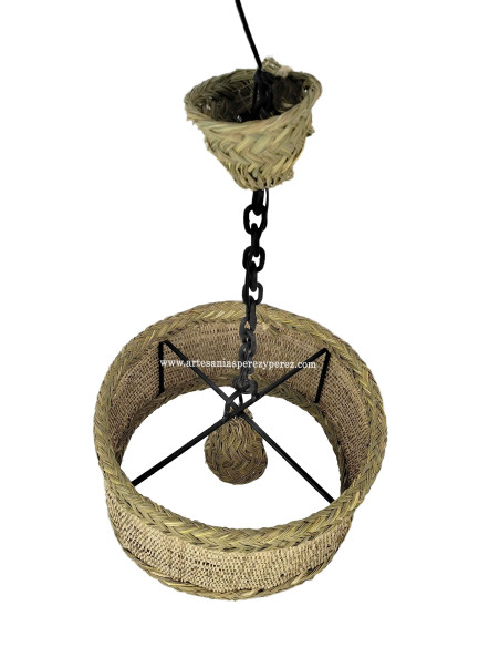 Lampe ronde en sparte et raphia naturel
