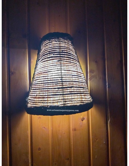 Natural sparto and raffia wall sconce without fringe with lampholder