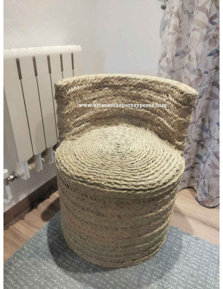 Round natural esparto armchair
