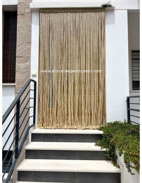 Natural sisal rope curtain and natural esparto ribbon