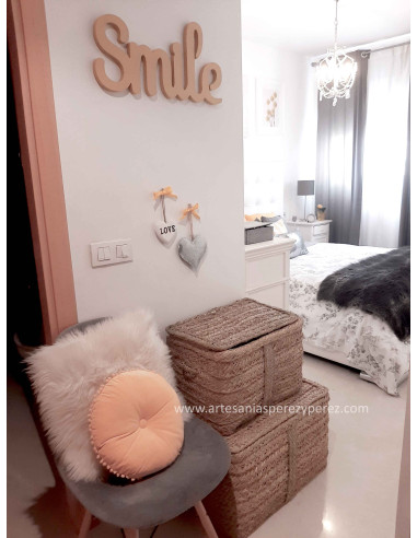Boîte de rangement en sparte naturel avec couvercle
