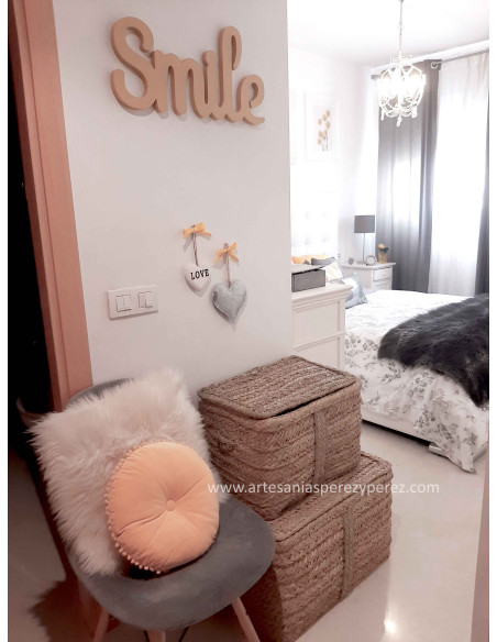 Boîte de rangement en sparte naturel avec couvercle
