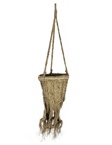 Pot suspendu avec franges en sparte naturel | Décoration rustique