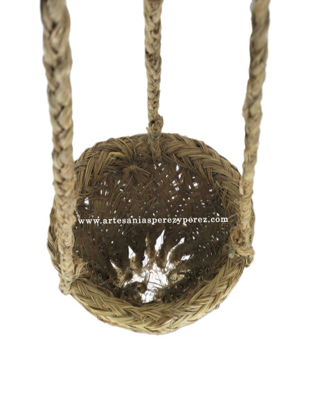Hanging planter with fringes in natural esparto | Rustic decor