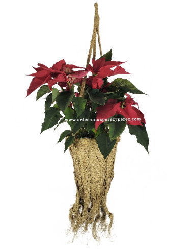Pot suspendu avec franges en sparte naturel | Décoration rustique 2