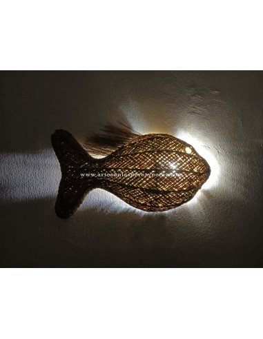 Fish wall light in natural sparto with/without socket 2