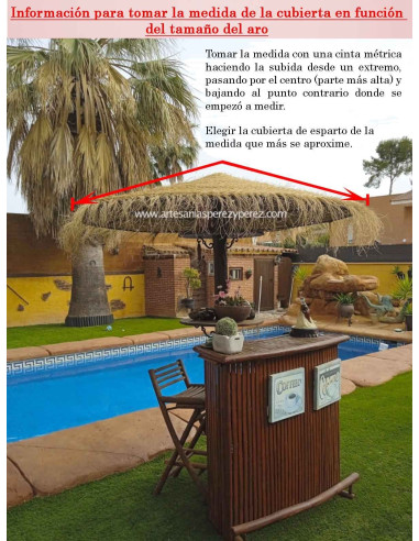 Cubierta con flecos de esparto natural para sombrilla de playa 2