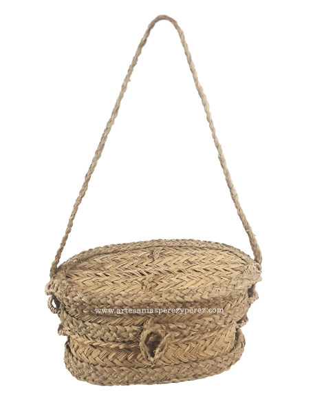 Panier/barja détaillé en sparte naturel avec couvercle et anse