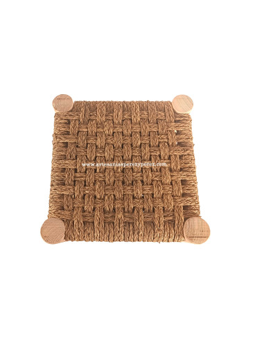 Tabouret avec assise en sparte naturel écrasé 2