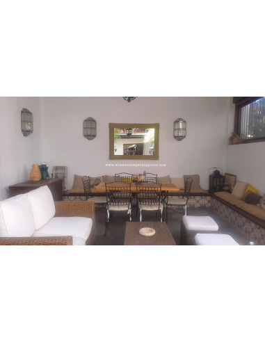 Espejo de esparto natural rectangular doble pleita horizontal