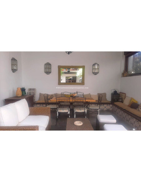 Espejo de esparto natural rectangular doble pleita horizontal