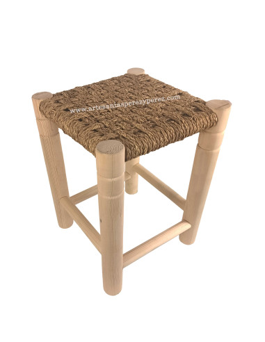 Stool with crushed natural esparto seat