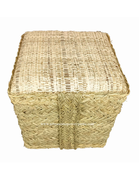 Pouf carré en sparte naturel et siège du raphia natural