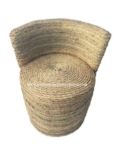 Round natural esparto armchair