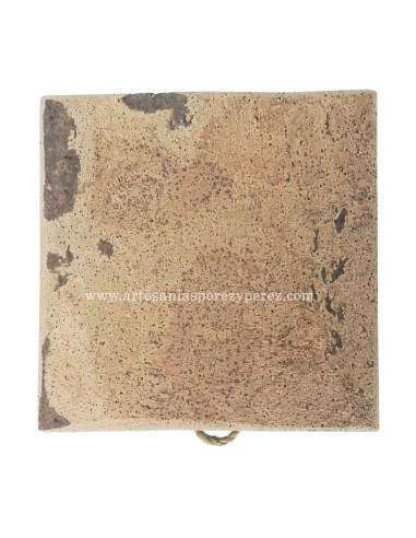 Square puf in natural esparto and natural cork