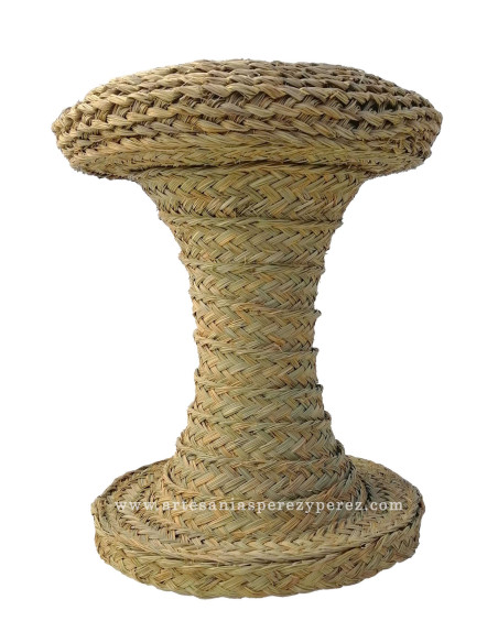 Tabouret champignon rond en sparte naturel