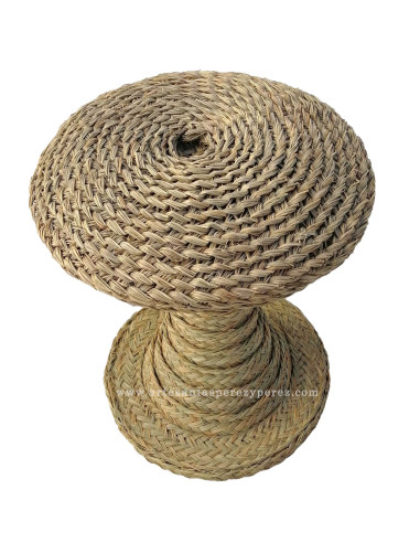 Tabouret champignon rond en sparte naturel