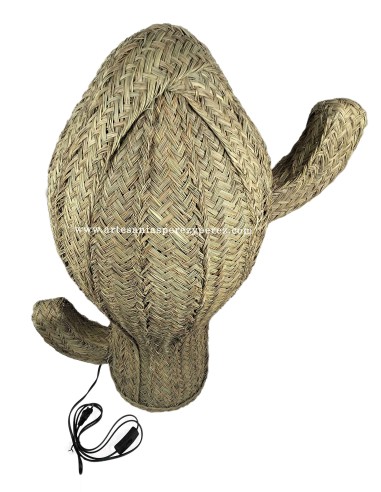 Lampe cactus globe avec bras en sparte naturel