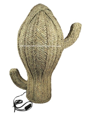 Lampe cactus globe avec bras en sparte naturel