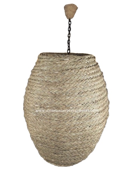 Lámpara ánfora colgante de esparto natural