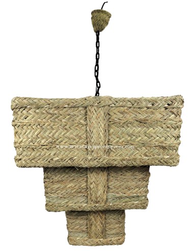 Lampe carrée triple inversée en sparte naturel