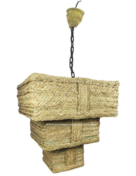 Triple inverted square lamp of natural esparto