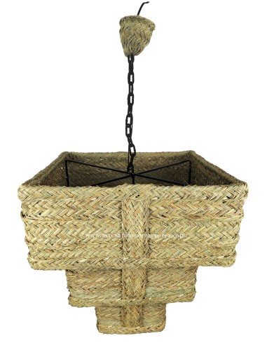 Lampe carrée triple inversée en sparte naturel