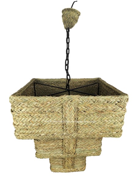 Triple inverted square lamp of natural esparto