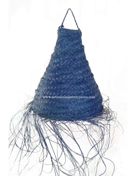 Natural esparto lampshade with fringes in color